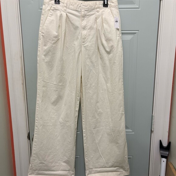 Zara Pants - Gap Pants Womens Size 12 Ivory Pleated Wide-Leg High Rise